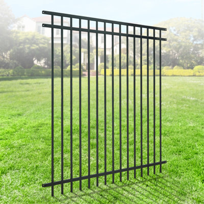 6FT H X 6FT W Heavy Duty Flat Top Fence Barrier Panel, Anti-Rust Metal Fencing Panel