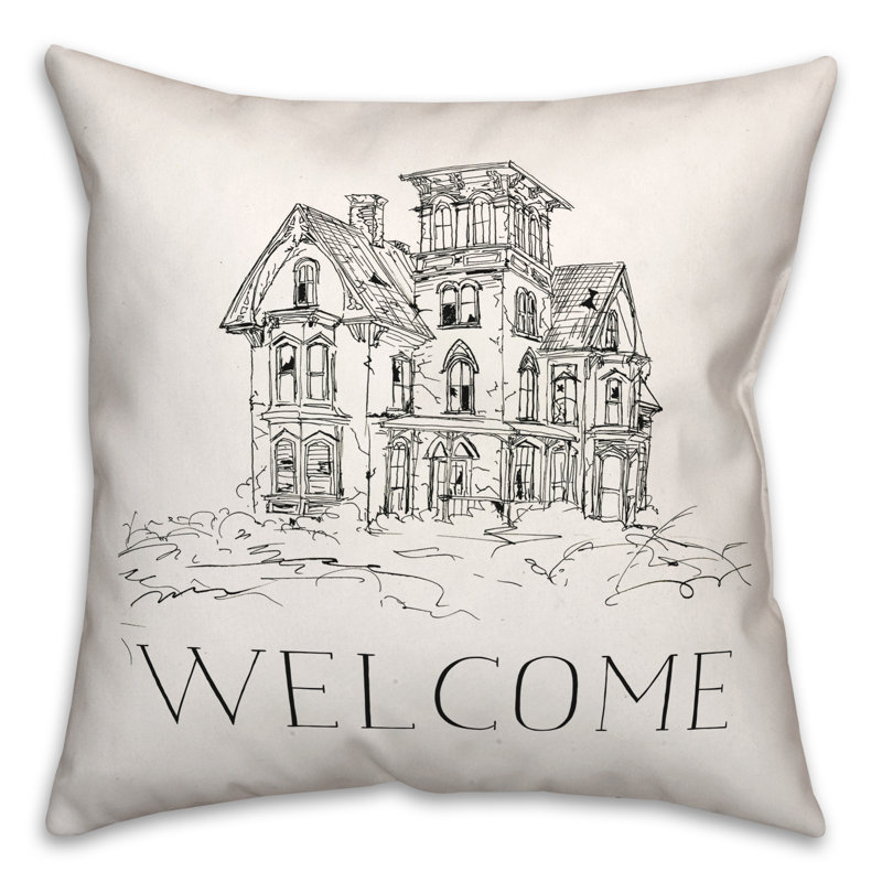  Drawn Haunted Square Pillow Cover & Insert, 20" x 20"