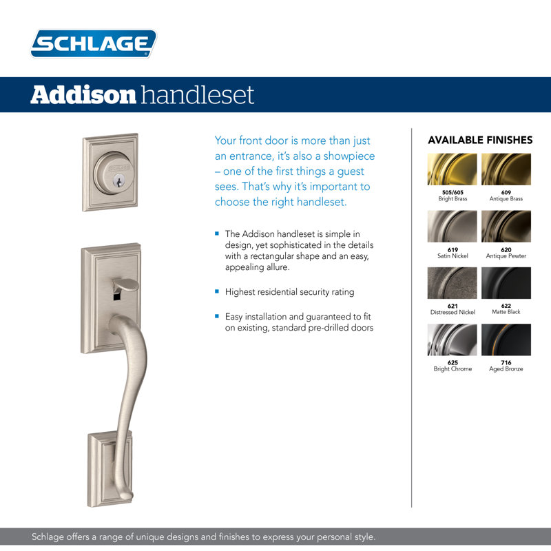 Addison Handleset with Single Cylinder Deadbolt and Georgian Door Knob and Rosette, Matte Black, Keyed Alike, Yes