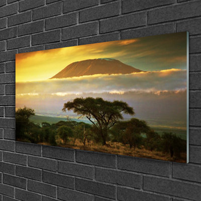 Nature Tree Mountains - No Frame Print on Glass