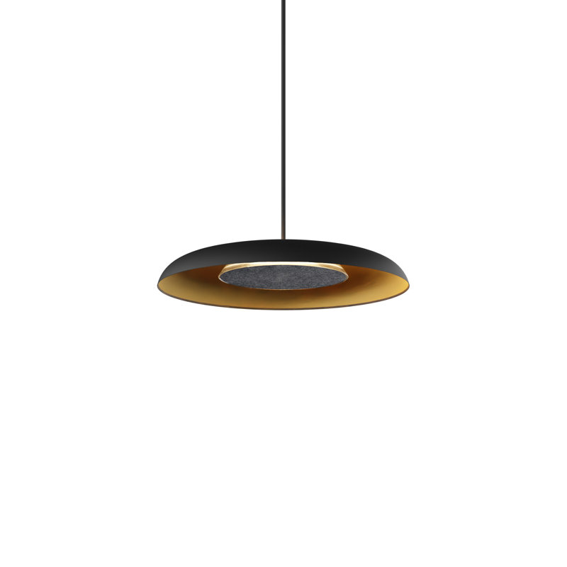 Ramen 1500 - Light LED Flush Mounted Sconce, Charcoal/Matte Black/Gold, 2.6" H x 18" W x 18" D