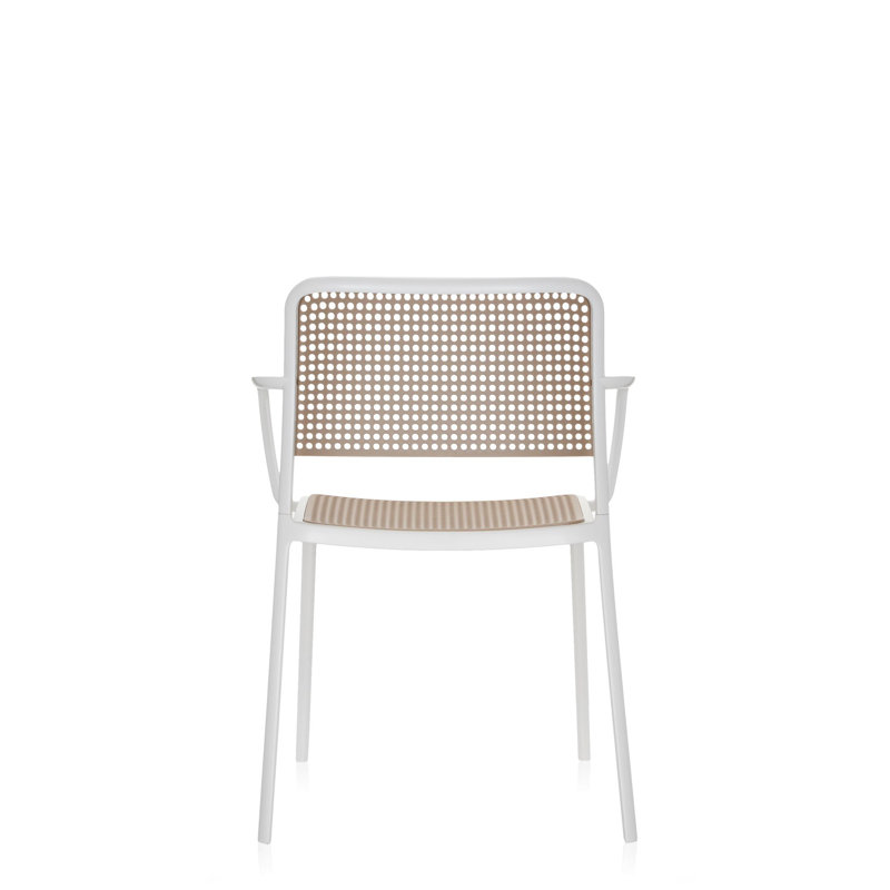 Audrey Armchair, Sand, White Painted Steel