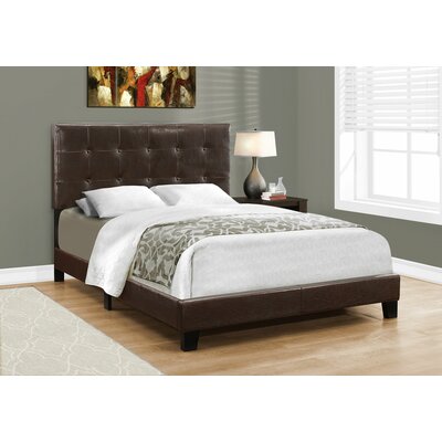 Bed, Queen Size, Platform, Bedroom, Frame, Upholstered, Pu Leather Look, Brown, Transitional -  Red Barrel StudioÂ®, 44F0E77ABBD4492EBF58D04D9BE9D580