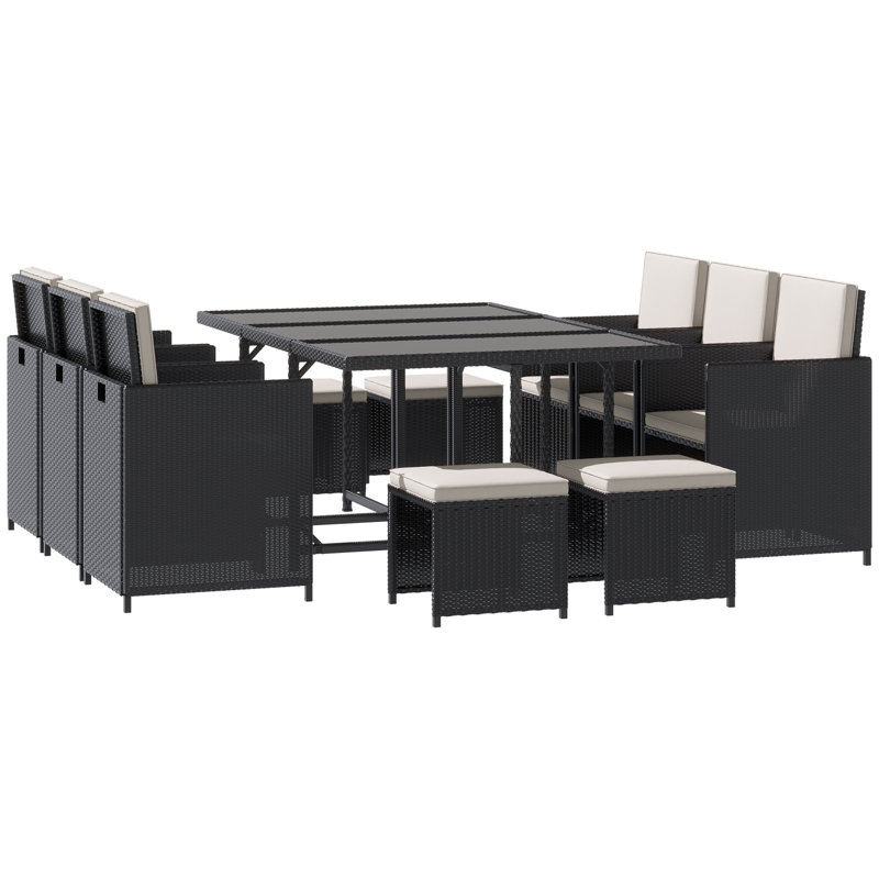 Valeria 10 - Person Patio Dining Set with Rectangular Table , Cushions Included