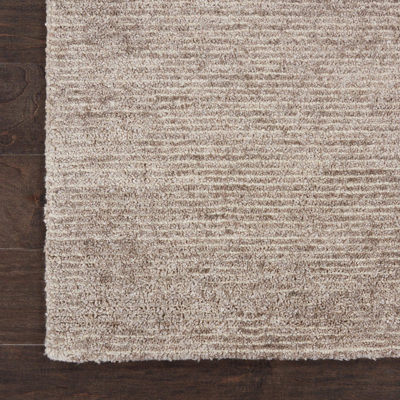 Tapis ivoire vaporeux uni touffeté à la main Zendejas, Rectangle 3 pi 9 po x 5 pi 9 po