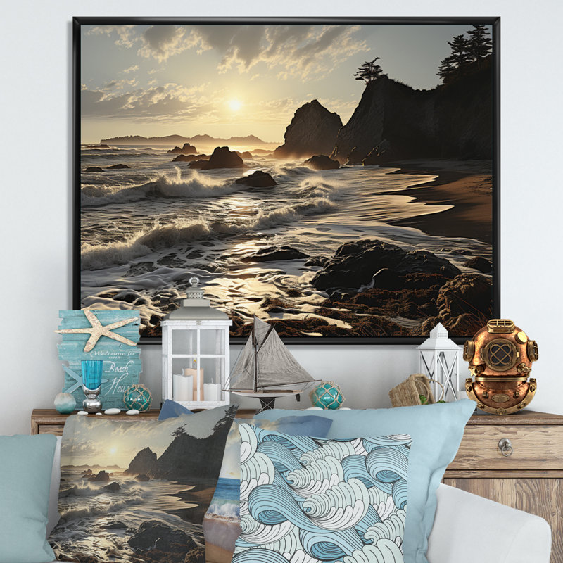 «Beach Photo Rockies II» sur toile, H 12 po x l 20 po x P 1 po, Cadre flottant noir
