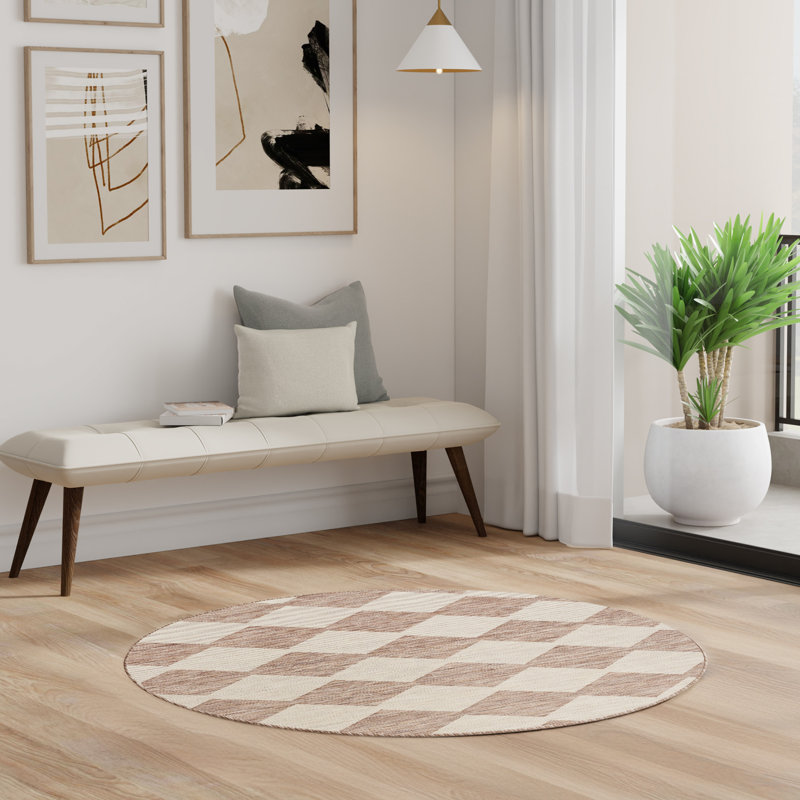 Rectangle Positano Indoor/Outdoor Area Rug, Round 6', Beige