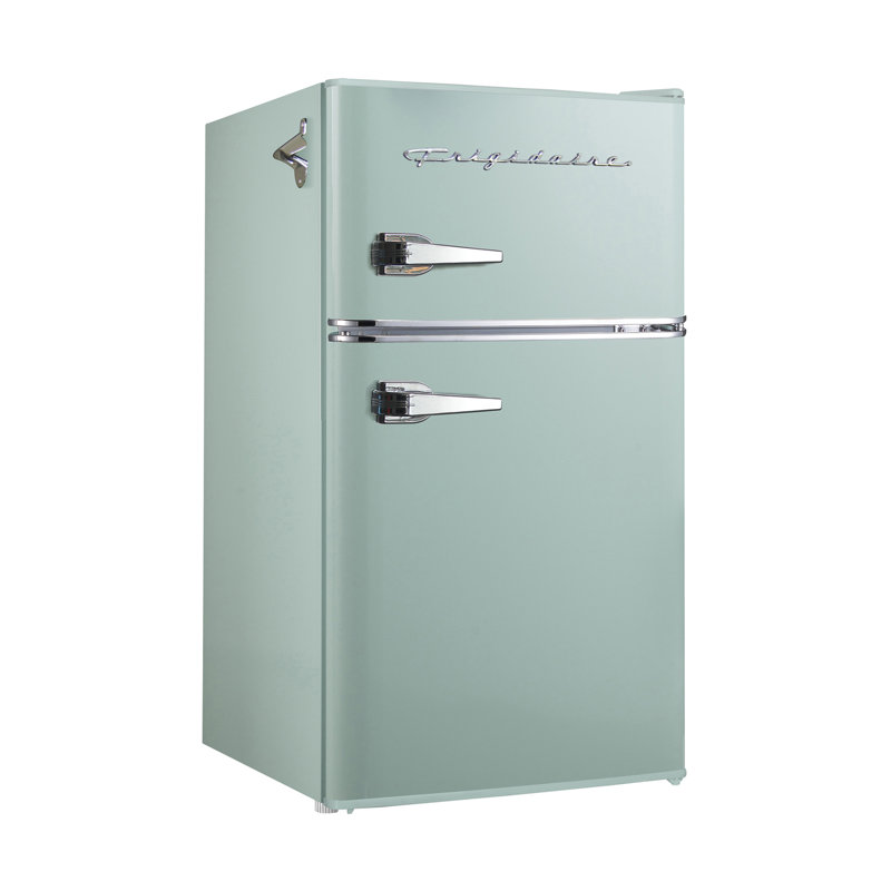 3.2-Cu Ft. 2-Door Retro Compact Bar Fridge With Freezer And Side Bottle Opener, Mint