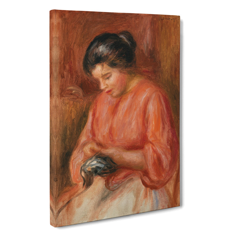 Girl Darning by Pierre-Auguste Renoir - Wrapped Canvas, 76cm H x 50cm W x 3cm D