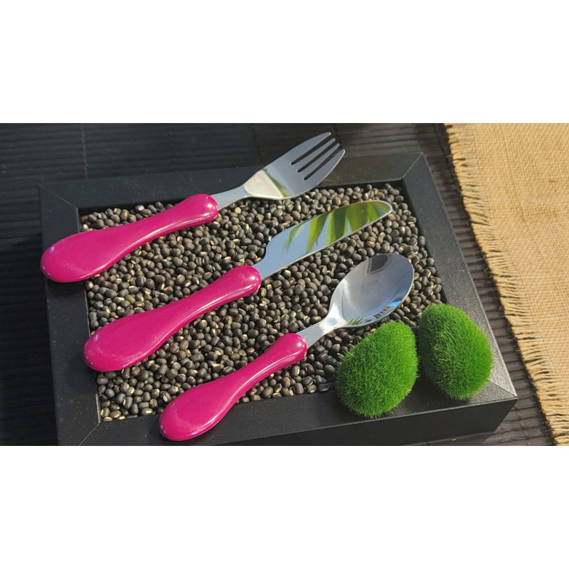 Amefa 18/0 Plastic Handled CLOUD Cutlery Set 3 Piece Pink