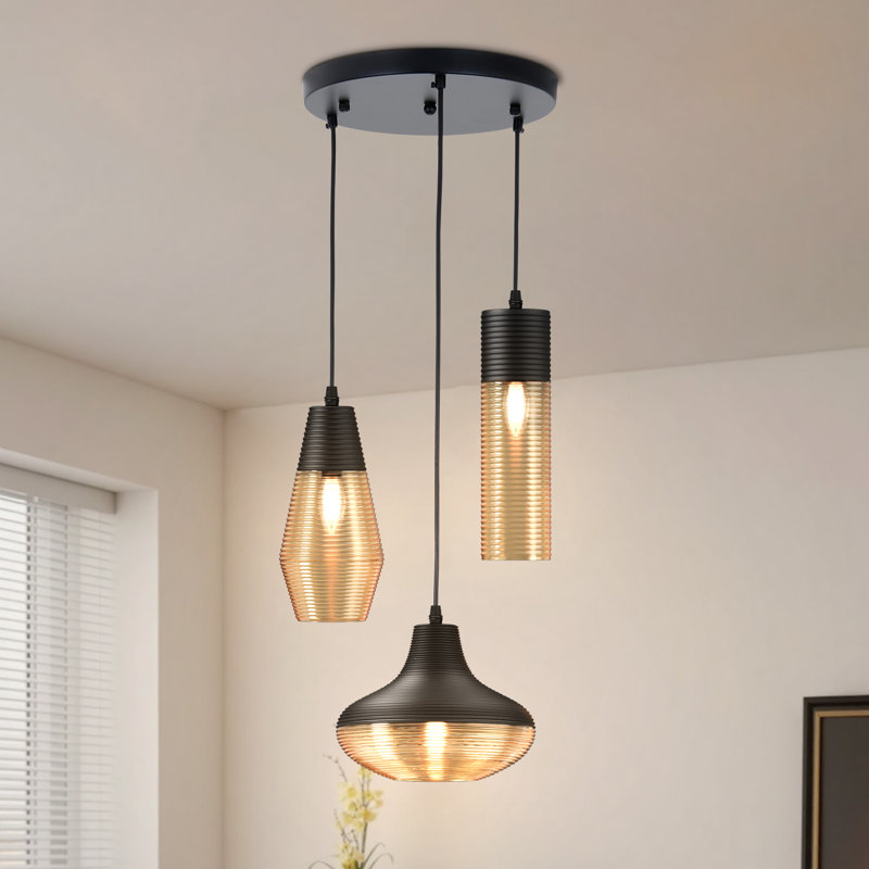 Vintage 3 - Light Dimmable Glass Cluster Chandelier