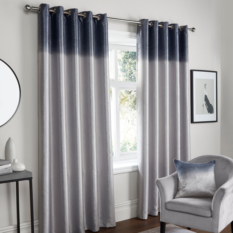 Ombre Strata Blackout Curtain Pair, Grey, Width 117 x Drop 137 cm