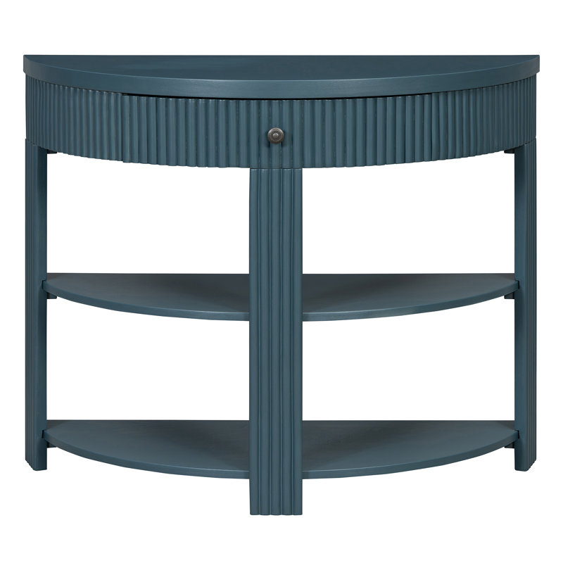 Console en bois avec tiroir et tablettes, Marine