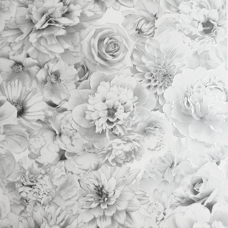 Clarissa Grey Glitter Bloom Wallpaper