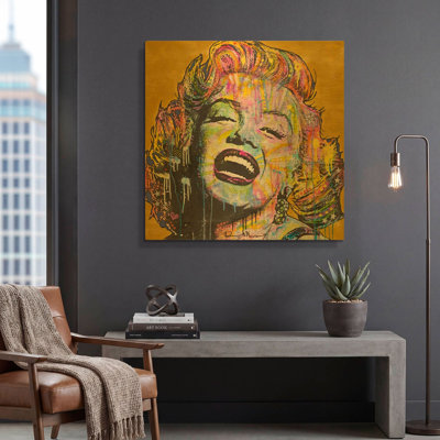 « Marilyn Yellow » de Dean Russo, tableau mural en métal doré, 91,4 cm x 91,4 cm