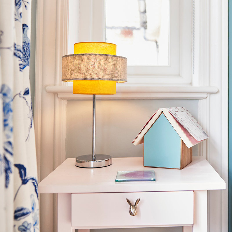Bogaerts Metal Novelty Lamp, Not Included, Mustard/Herringbone