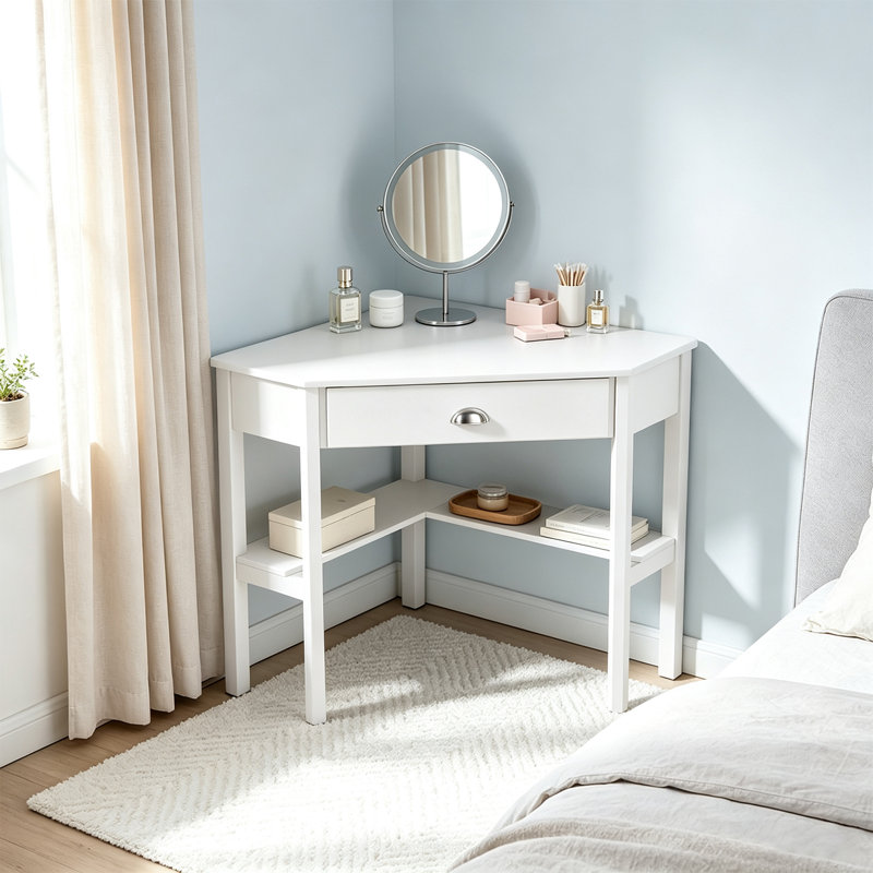 Aust MDF Solid Wood Computer Desk, White