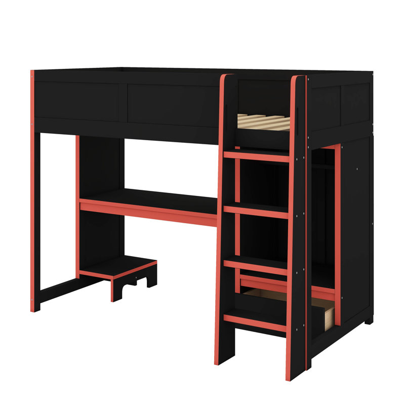Lit mezzanine simple avec bureau, Simple