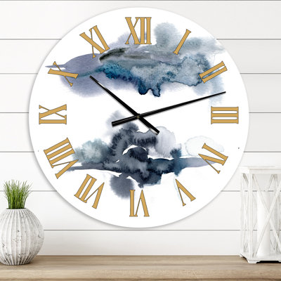 Abstrait de nuages bleu foncé II - horloge murale moderne