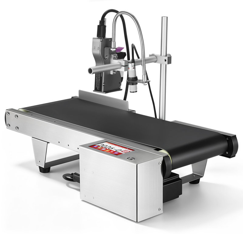Machine de codage à jet d'encre avec mini-convoyeur, imprimante à jet d'encre automatique en ligne avec encre originale à séchage rapide de 42 ml