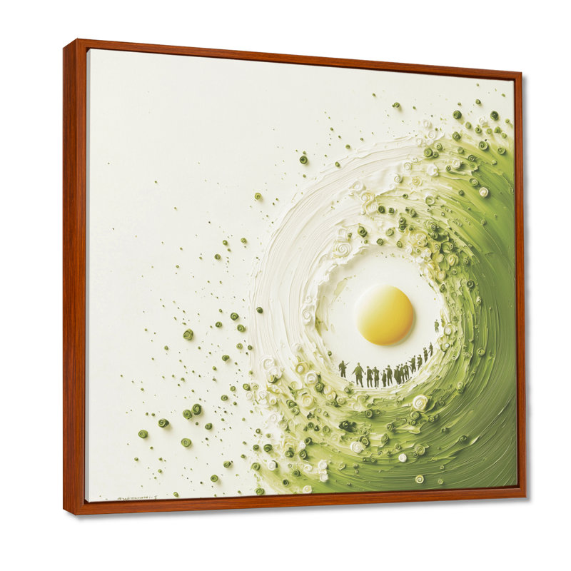 Jaune et vert, golf, réalisation III - réalisation d'art mural de salon, Impression dans un cadre flottant sans passe-parto