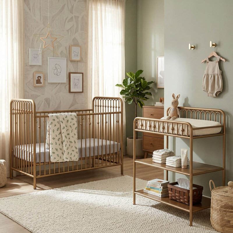 Klos Metal Changing Table, Gold