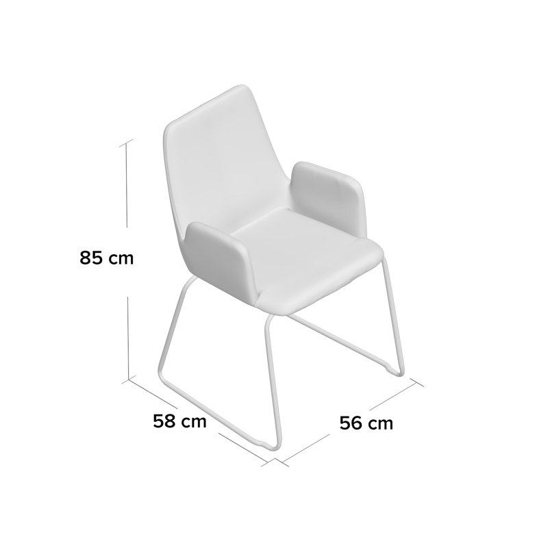 2 Keeter Upholstered Armchair With Black Metal Legs, Light Grey