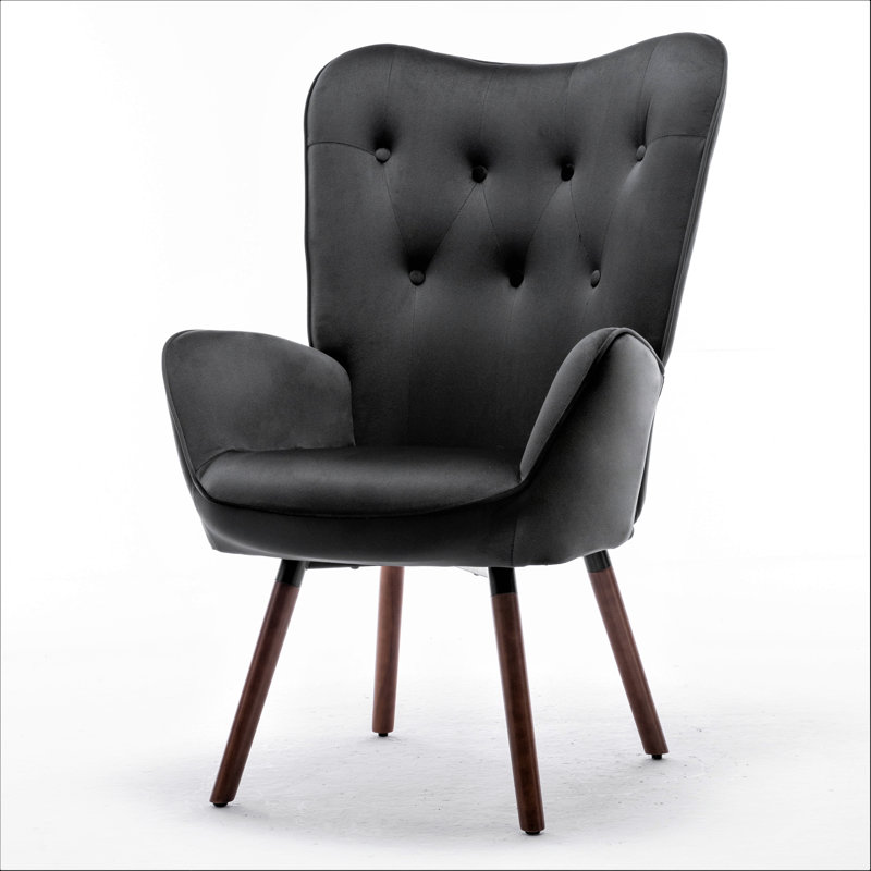 Barrion Upholstered Armchair, Black Velvet