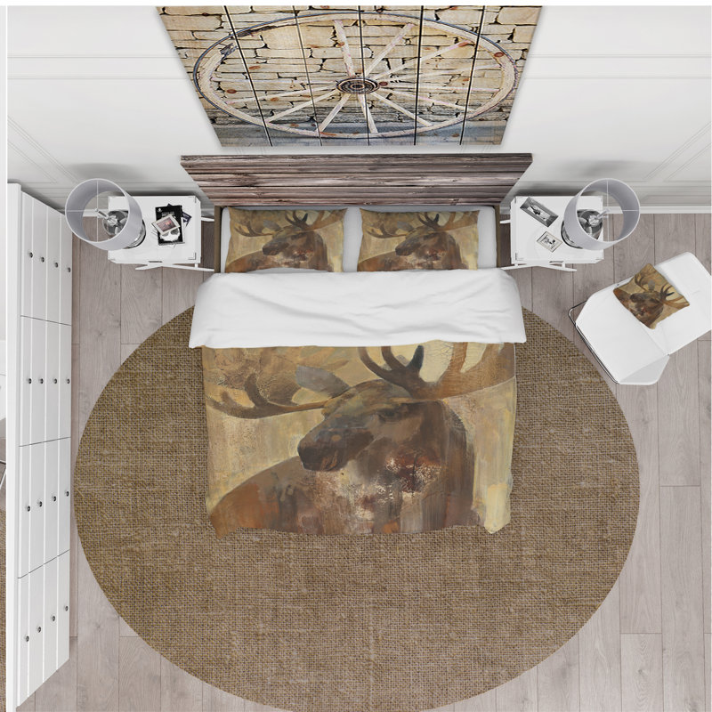 Ensemble de housse de couette into the wild orignal campagne, Housse simple + 1 taie décorative