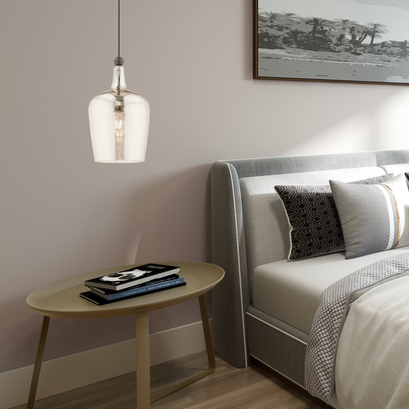 Luminaire suspendu en forme de dôme à 1 lumière Basra, Nickel brossé, Transparent
