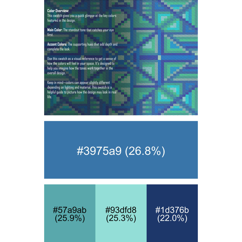 Tissé à la machine à motif géométrique en laine et polyester bleu/gris Tapis décoratif, Rectangle 5 pi x 7 pi