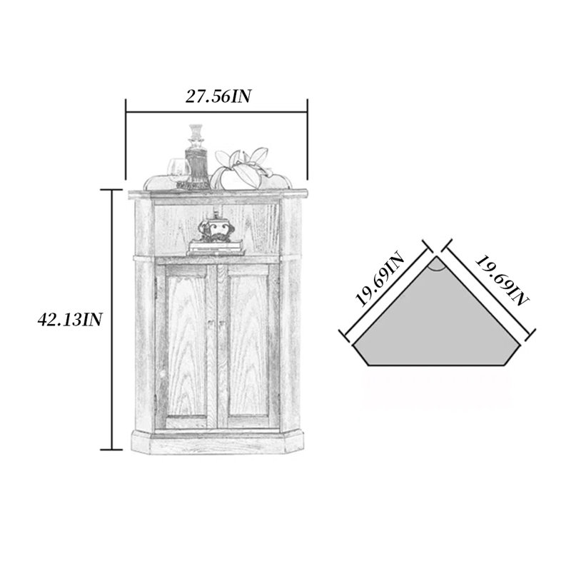 Armoire de coin de salon de style américain, Brun