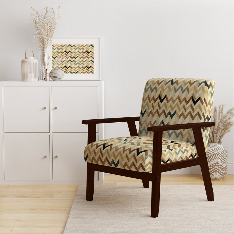 Cantina 23'' Wide Armchair, Beige Polyester, Brown Square Arms