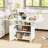 Folding Dining Table With 6 Wheels, Storage Rack,cabinet And Marble Texture