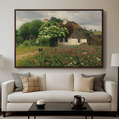 «Farmhouse with Meadow Flowers», 1909 - Hans Andersen Brendekilde, toile tendue avec châssis