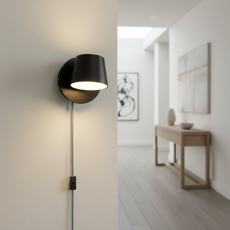LED Wall Sconce – Modern Adjustable Wall Mount Light Fixture, Available in Black or White, for Bedroom, Living Room, Hallway, Office and Bedside Reading