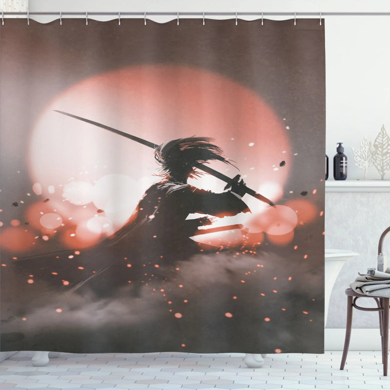 Rideau de douche avec rideau de douche japonais samurai avec épée, l 69 po x L 84 po