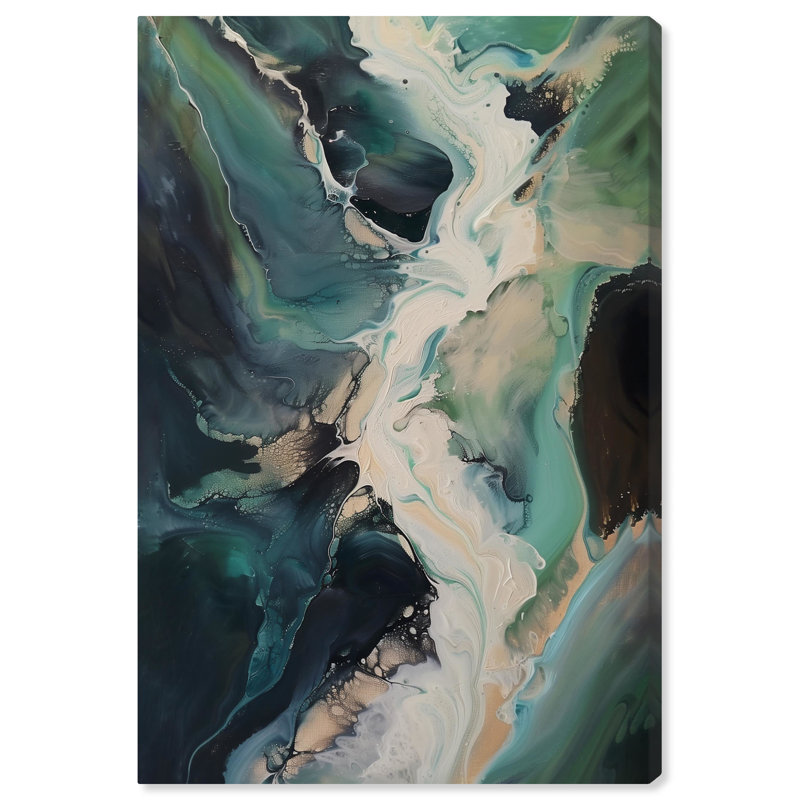 «Sage River Blue», art mural abstrait par Art Remedy, Toile tendue, H 30 po x l 20 po