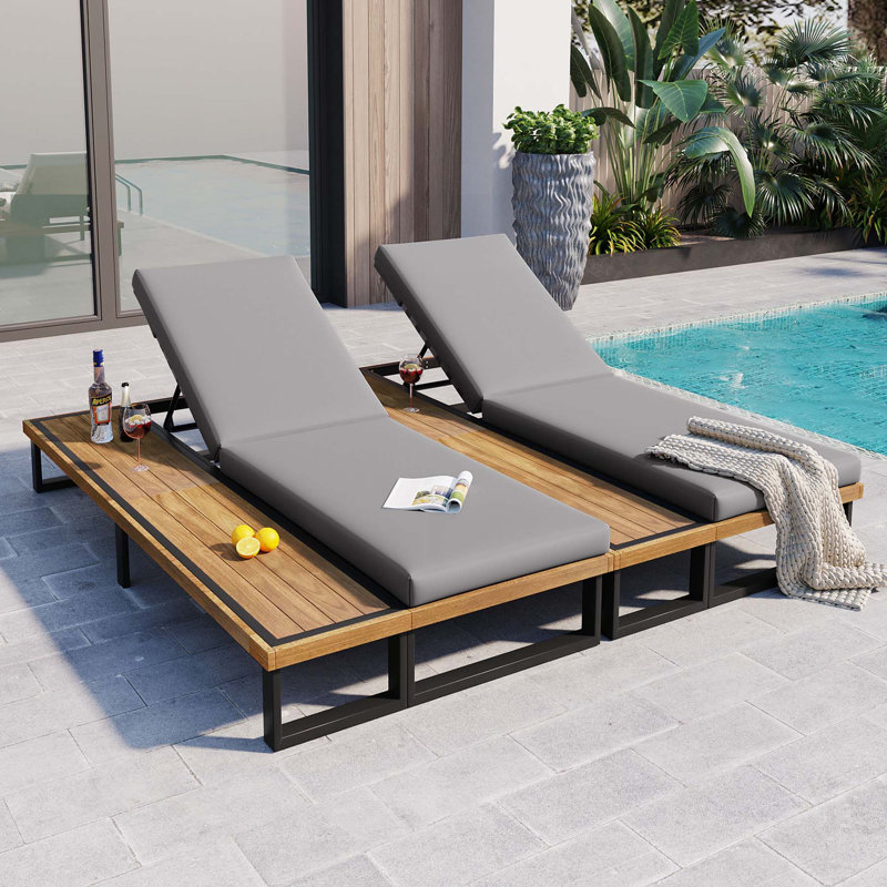 Outdoor Chaise Lounge Chair Set for Ultimate Relaxation and Style, Gray