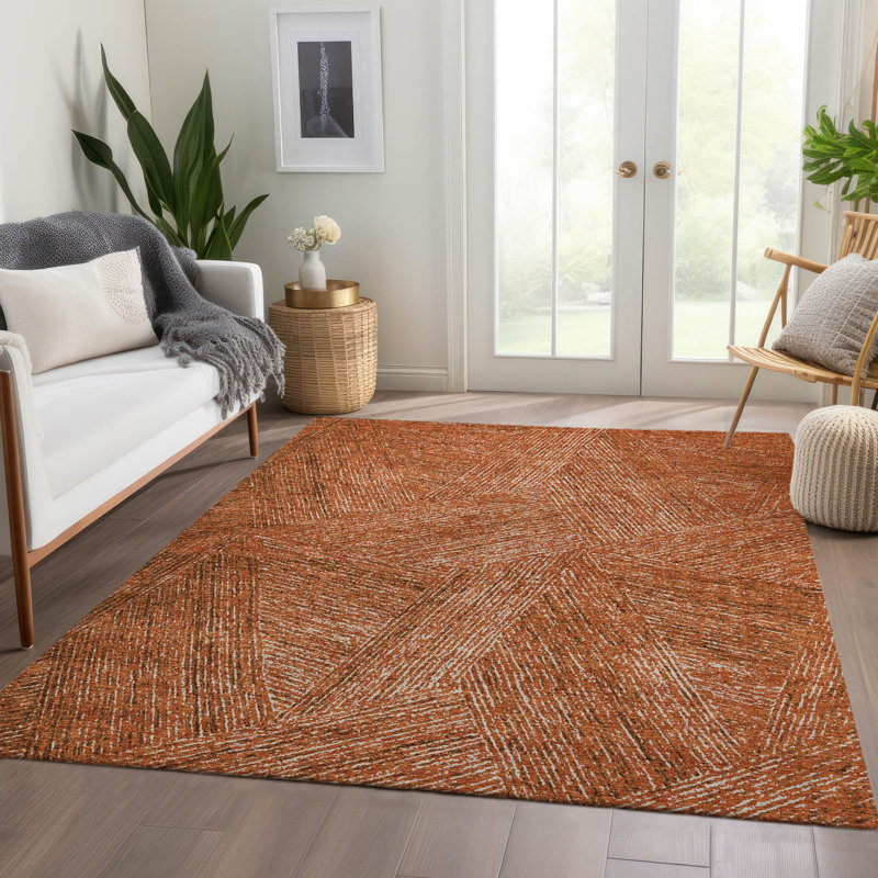 Premium Machine Washable Finchley AMF991 Lines Rug, Rectangle 8' x 10'