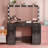 Margrith Makeup Vanity with Glass Table and Charging Station, Vanity Table with Lighted Mirror and 11 Drawers for Bedroom-716761408
