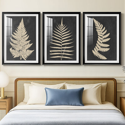 Linen Fern I  -Custom Framed  Premium Print W Matt - 3 Pieces