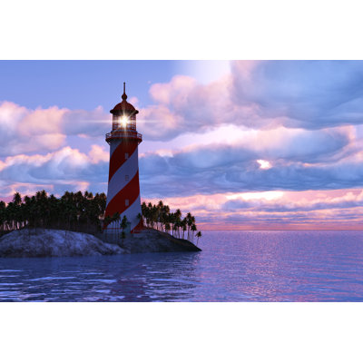«Dramatic Sunset with Lighthouse» par Scanrail - photographie sur toile tendue