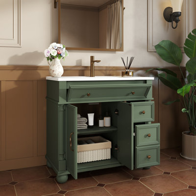 Lavabo de salle de bain 36 po avec colonne romaine Mid-Century