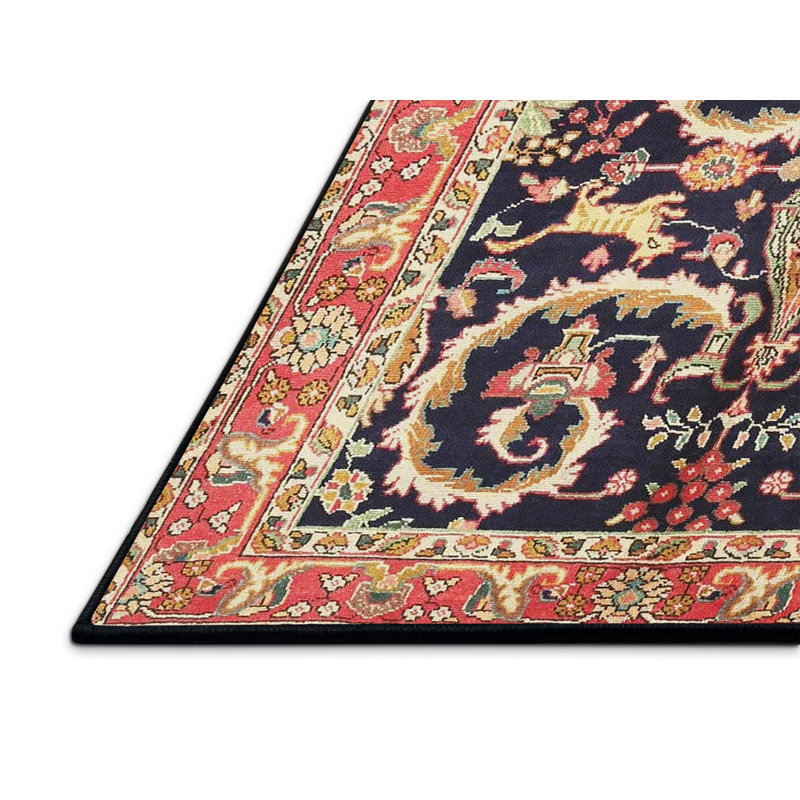 Tapis décoratif oriental rouge/noir/beige Abreu, Rectangle 6 pi x 9 pi