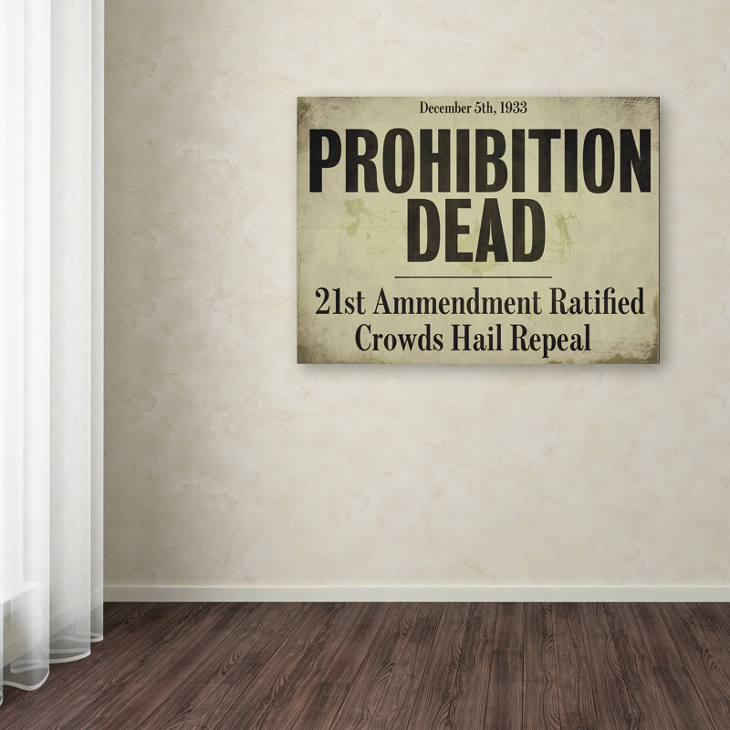 «Prohibition» par Jadaya, art textuel sur toile tendue, H 35 po x l 47 po x P 2 po