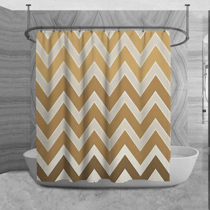 Rideau de douche Millstadt, H 84 po x l 70 po, Doré / beige