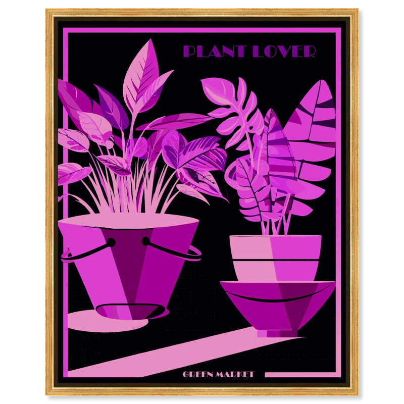 «Plant Lover» par Art Remedy, H 21 po x l 17 po, Cadre flottant, Noir