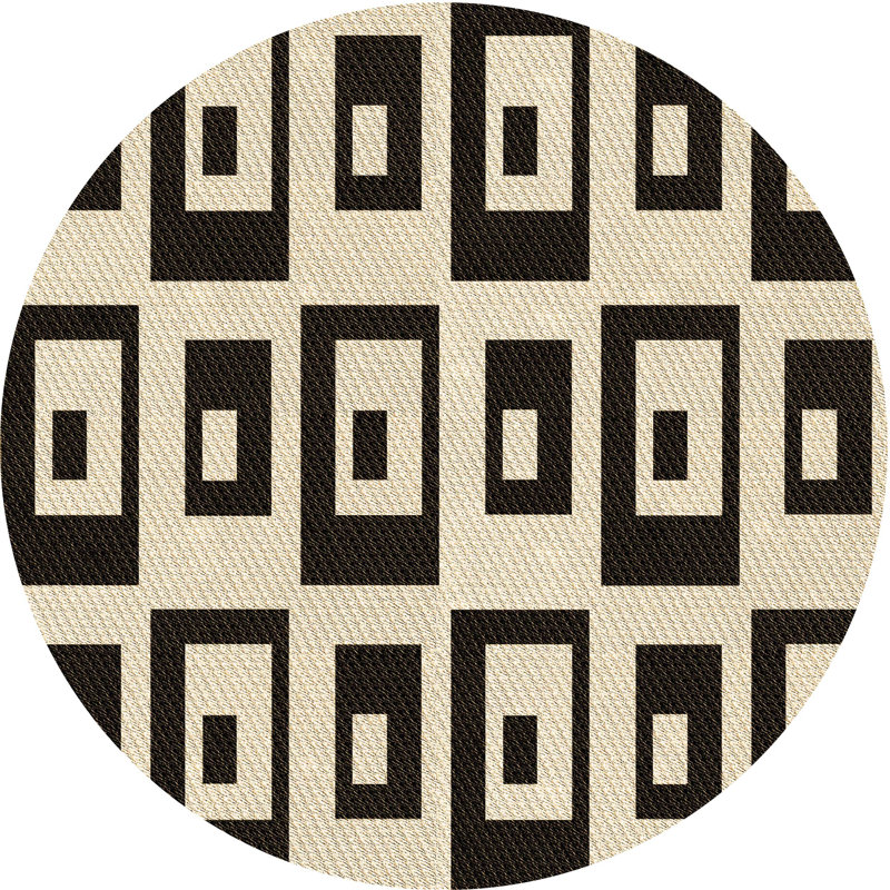 Tapis 100% à motif lavable à la machine 2989, Rond 5 pi