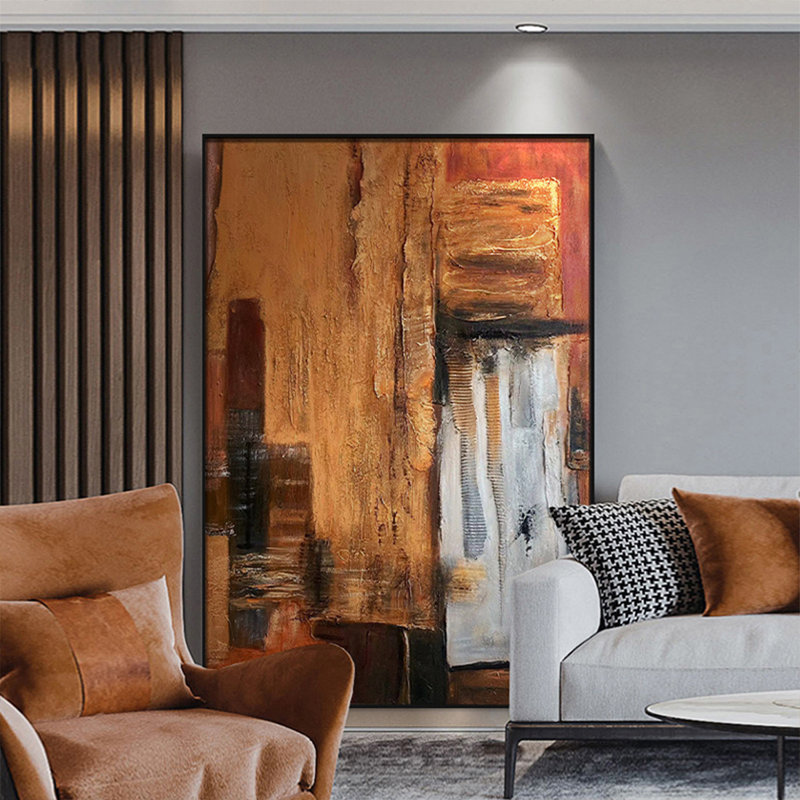 Peinture à l'huile abstraite à la main, H 55,12 po x l 35,43 po